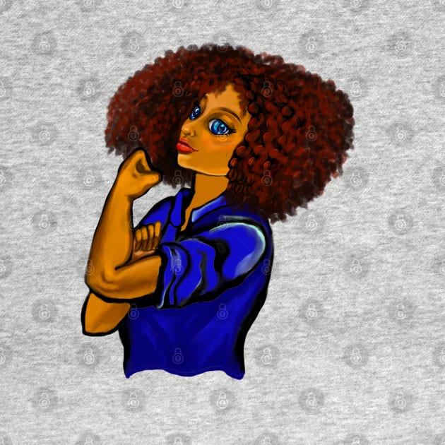 Anime Afro anime strong woman with afro and blue eyes by Artonmytee